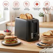 SUPERLEX 2 Slice Toaster Features Seven Toasting Levels, Extra-Wide Slots, Defrost And Preheat Functions,750W Of Fast Heat,An LED Indicator Light,And A Removable Crumb Tray For Easy Cleaning.Suitable For Toast,Croissants, Paninis,Sandwiches And Various Snacks - UK Plug(220-240V) - View 6