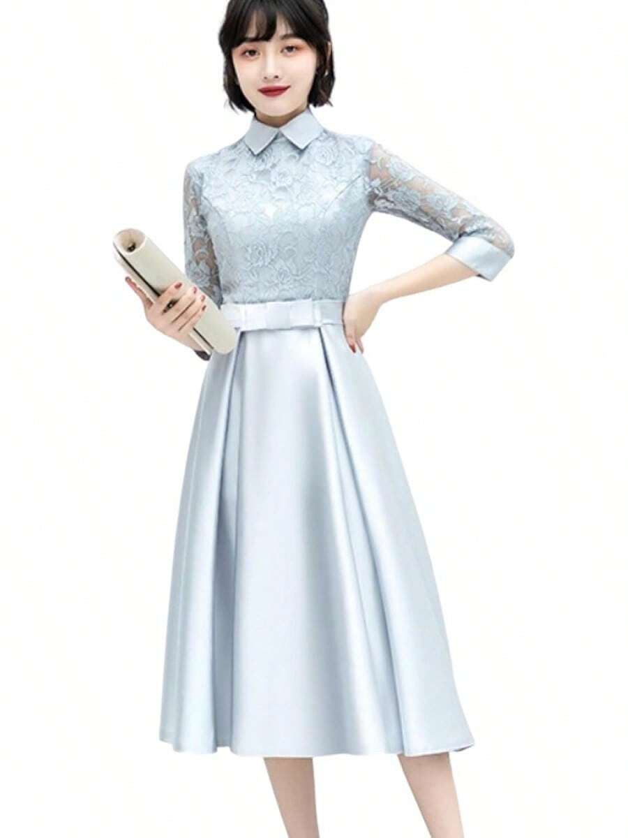 Women Midi Dresses - Grey - View 1