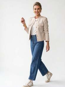 Warm Wool Coat Jacket | Stylish And Elegant Women's Jacket - Beige - View 3
