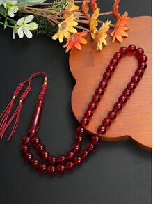 1pc 45 Beads Muslim Woven 2-Tassel Acrylic Prayer Beads Bracelet, Simple Versatile Tasbih - Multicolor - View 2