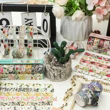 10 Rolls Of Vintage Bright Floral Pattern Washi Tape Set - Beautiful DIY Decorative Self-Adhesive Strips For Scrapbook Diary Decoration Washi Tape, Handmade Gifts For Friends Back To School - Sets - View 8