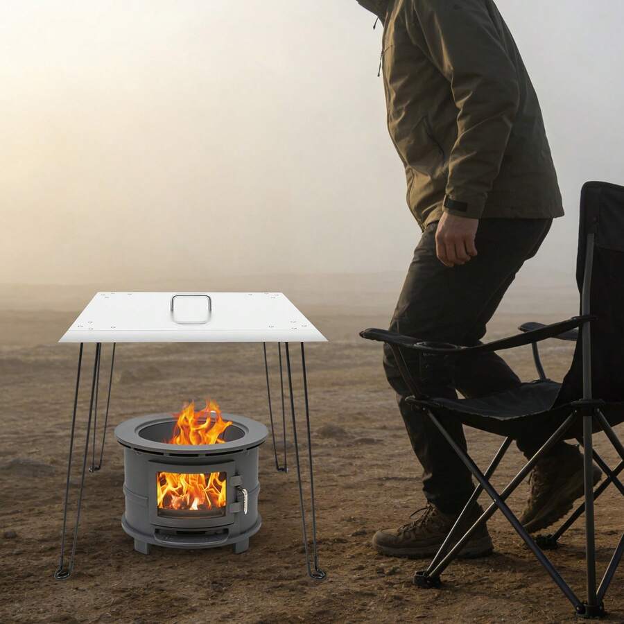 SanBouSi Outdoors Fire Pit Heat Deflector Pushes Heat Down And Out Stainless-Steel With Carrying Handle - Silver - View 1