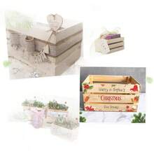 4pcs Mini Rustic Style Wooden Boxes, Unfinished Decorative Wooden Boxes, Wooden Storage Boxes For DIY Crafts, Kitchen, Office, Bedroom, Closet, Rustic Decor - Multicolor - View 2