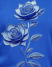 Women's Casual Crew Neck Short Sleeve T-Shirt With Floral Print, Perfect For Valentine's Day - Vintage Street Style Unisex Cotton Short Sleeve Crew Neck T-Shirt - 藍色 - 查看 3