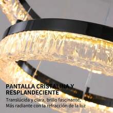 Modern Ceiling Pendant Light Two Rings LED Tricolor Decorative Light For Living Room Bedroom, Dining Room, Etc - Black - View 3
