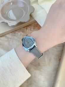 1pc Women's Oval Roman Numeral Casual Elegant Quartz Wristwatch, Suitable For Daily Wear - Grey - View 5