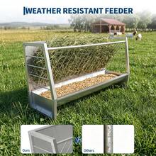mteryoing 5 Ft Goat Hay Feeder - Heavy Duty Anti-Waste Metal Hay Rack 60 Gallon With Rounded Edges, Livestock Pasture Feeder For Sheep, Horses & Ponies, Farm Outdoor Feeding Equipment - Silver - View 4