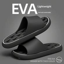 1 Pair Bathroom Quick-Drying EVA Slippers, Anti-Bacterial Anti-Slip Indoor Home Shower Slippers For Men And Women - Black - View 3