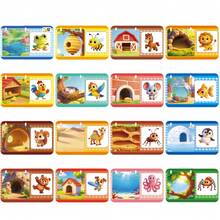 Animal Flash Cards For Toddlers, Montessori Matching Game,Educational Alphabet Vocabulary Learning Toy,Cartoon Zoo Puzzle,Back To School,Birthday Gift - 彩色 - 查看 4