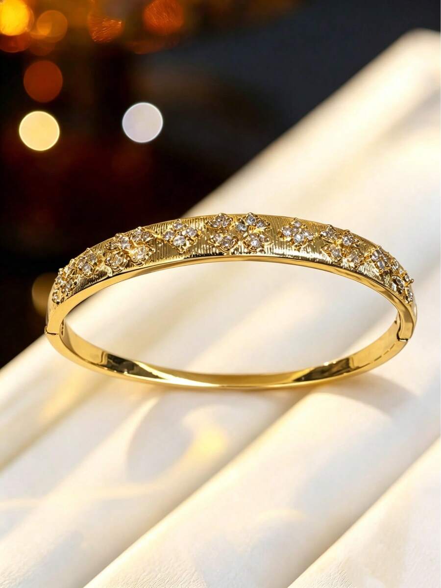 1pc Commuter Versatile Patterned Bangle, Office OL Low-Key Luxury Style, Unique Daily Jewelry Accessory - Bracelet - View 1