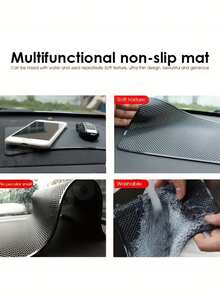 Non-Slip Grip Mat For Car Dashboard Phone Keys Holder Multipurpose Anti-Slip Adhesive Pad Strong Sticky Phone Mount Organizer Car Interior Accessories Storage Solution Dashboard Organizer Pad - Black - View 4