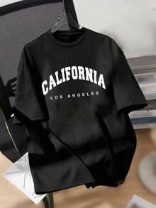 Coolqubz Camiseta de manga corta con gráfico de letras para adolescentes varones, informal para primavera y verano - Negro - Ver 1