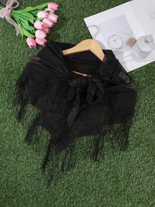1 chiếc băng đô ren tua rua phong cách Pháp cổ điển, khăn bandana tam giác móc rỗng, phụ kiện tóc đa năng phù hợp cho đi du lịch/phong cách đường phố/đi biển - Nhiều màu - Xem 6