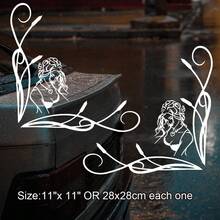 For Truck Stickers Lady Large Fine Scroll Cab Window Set Of 2 - 1 SET - View 2