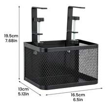 Under Desk Cable Management Tray 16cm Clamp-On Desk Organizer, Metal Wire Basket - Black - View 5