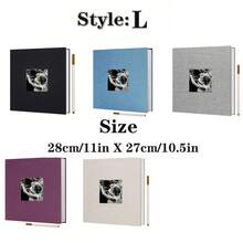 DIY亞麻自黏式剪貼簿相簿，2x3 4x6 5x7 8x10 照片，附照片展示窗，適合家庭、婚禮與開學季禮物 - 常規 - View 10