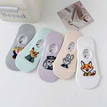 5雙 MINISO Disney Zootopia 女款隱形襪 可愛 Judy 兔子 Nick 狐狸卡通圖案 透氣柔軟隱形船襪 適合休閒穿搭與日常通勤球鞋穿著 - 船襪 - 查看 9