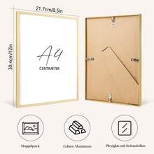 Mosearon 1/3pcs 12x16in Picture Frame, A4 Poster Frame (With Stand), A3 Art Frame, Home Decor, Room Decor, Wall Decor, Gift For Friends, Made Of Engineered Wood And Shatterproof Acrylic - Flat Aluminum Alloy Photo Frame - View 6