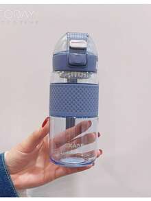 1pc Flip-Top Direct Drinking Water Bottle, Designed For Students, Leak-Proof And Easy To Clean, Built-In Portable Handle, Suitable For School And Outdoor Camping - Dusty Blue - View 13