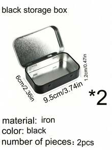 3/2/1pc Silver Metal Hollow Rectangular Hinge Tin Can - Sticker Mini Portable Box, Used For Storing Push Pins, Gifts, Jewelry, Pills, Candies, Matches, Soap, Sewing Supplies. Returning School, Outdoor Travel Supplies, Gifts For Christmas Gifts - Black - View 17