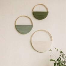 3 piezas Colgante de pared de macramé, conjunto de decoración de pared con aro de bambú hecho a mano y patrón geométrico - Multicolor - Ver 11