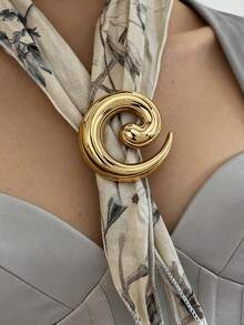 Juego de 3 broches de estilo metálico de moda con tema oceánico, que incluye patrones de estrella de mar, tortuga y concha de caracol, perfecto para vacaciones en la playa, uso en fiestas, también como accesorios para trajes y vestidos - Dorado - Ver 3