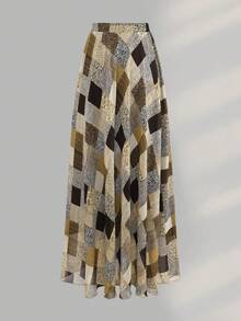 Rok Wanita Motif Hewan Patchwork Warna Kasual Serbaguna untuk Pemakaian Sehari-hari - MultiWarna - View 2