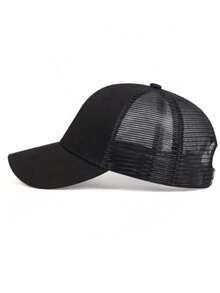 1 buah Topi Baseball Jala Bernapas, Desain Unisex yang Dapat Diatur, Ringan dan Cocok untuk Aktivitas Luar Ruangan. Topi Kasual Multifungsi untuk Musim Semi, Musim Panas, dan Musim Gugur, Ideal untuk Perjalanan, Jalan-jalan, atau Pesta Pantai. - Hitam - View 2