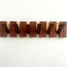 1pc Piano-Shaped Wall-Mounted Hook Rack, With 4/6/8 Hooks, Heavy-Duty Coat Rack; No-Drill / Drill-Through Dual-Use Wall Hook, Vintage Wood & Metal Entryway Storage Rack, Multi-Functional Rack For Clothes, Hats, Bags, Towels, Keys; Decorative Wall Hanging, Suitable For Bedroom, Bathroom, Living Room, Kitchen, Home Storage Use - Coffee Brown - View 14