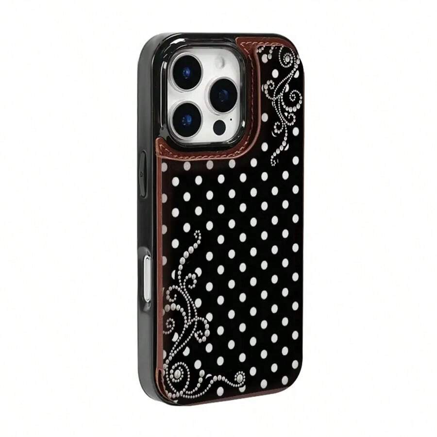Pearl Polka Dot Dream Patterned Card Holder Leather Case Is Compatible With IPhone 17 Pro Max/Air/16/15/14/13/12/11.For Samsung S22/S23/S24/25. It's An Ideal Gift For Christmas, Valentine's Day, And New Year's, Perfect For Boyfriends, Girlfriends, And Family. - 棕色 - 查看 1