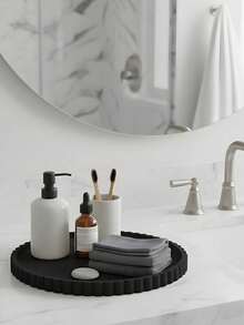 [US 2-7 Day Delivery] Luxury Decorative Tray With Wave Border Water-Resistant Perfume Organizer For Apartment Essential Retro Candle Holder Tray Ideal To Hold Espresso Cups Essential Oils Aromatherapy Pots Home Decor Vanity Trays - O-黑色 - 查看 9