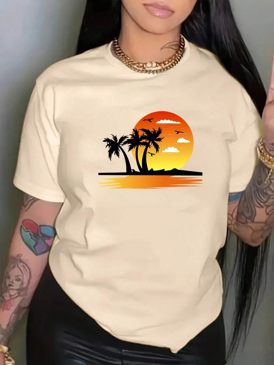 S274 Personalized Printed Casual Short-Sleeved Shirt - Beige - View 1