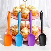 1/2/4 piezas Espátula pequeña de silicona, 4 colores disponibles, resistente al calor, diseño de una sola pieza sin costuras, gruesa y duradera, con orificio para colgar, mango anti-quemaduras, revestimiento anti-rayones, regalo del Día de la Madre, esencial de cocina - Ver 1