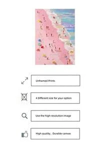 1 pièce Impression sur canevas sans cadre minimaliste rose plage de sable petit nageur - Décoration murale d'été féminine, affiche thème plage, impression rose esthétique pour appartement, salon, chambre, salle de classe, décoration de maison moderne, impressions pour mur, meilleur choix de cadeau - Cartoon - Voir 5