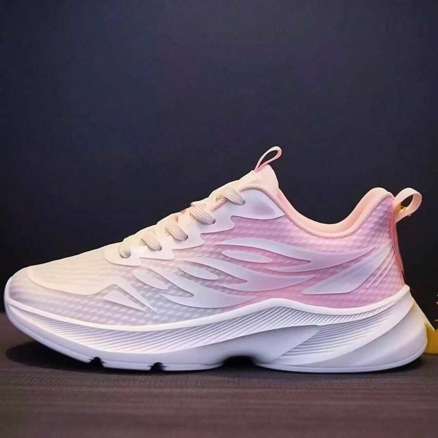 Preppy Style Platform Sneakers For Women, Spring Mesh Casual Athletic Shoes, Breathable Thick Sole Chunky Sneakers