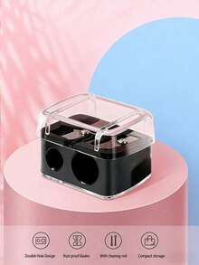 4pcs/3pcs/1pc Set (Buy 1 Pencil Sharpener Get 1 Random Color Tassel Bookmark) Multi-Color Makeup Pencil Sharpener, Suitable For Eyebrow Pencils, Eyeliner, Lip Liner, Lipstick And Other Cosmetics. Dual-Hole Sharpener With Dust Cover, Portable Pencil Sharpener Essential For School, Home And Office Use, High-Quality Gift For Back To School Season, Campus Classroom And Corporate Office - Sets - View 3