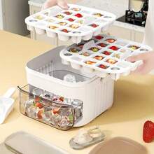 1 pieza Molde de bandeja de cubitos de hielo tipo presión, fabricador de bolas de hielo, caja de almacenamiento de hielo de gran capacidad para refrigerador del hogar - Multicolor - Ver 8