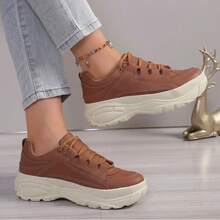 Women's Platform Sneakers Buffalo Chunky Style For Street And Casual Looks Elegant Casual Lace-Up Party Office - 駝色 - 查看 4