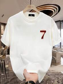 T-shirt vintage tendance pour homme, disponible en grandes tailles, à manches courtes, idéal pour les jeunes hommes. Confectionné dans une matière de haute qualité avec des imprimés, ce haut est parfait pour l'été. - Blanc - Voir 2