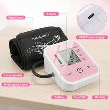 Automatic Digital Blood Pressure Monitor, Upper Arm Blood Pressure Machine With WHO Indicator, 2 Power Supply Modes, Adjustable Cuff, One-Button Operation, Portable Blood Pressure Meter For Home Use Family Health Care - Pink Color - View 3