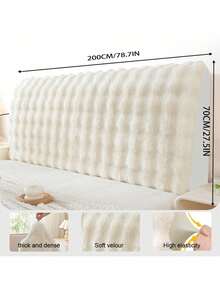 1 chiếc bọc đầu giường bằng vải nhung mềm mại, bảo vệ đầu giường ấm áp, chống bụi mùa đông, bọc đầu giường trang trí. - trắng - Xem 10