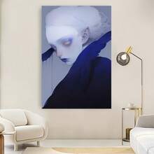 Enmarcado Lienzo 2D plano, 1 pieza, enmarcado, para decoración de pared - Póster de fantasía azul y negro de inspiración gótica para el hogar, la oficina, el bar o la cafetería - Perfecto para vacaciones, el Día de la Madre, graduaciones y más, artículo de regalo para eventos | Estética gótica | Elegante pieza de pared, decoración gótica para el hogar - Enmarcado - Ver 1