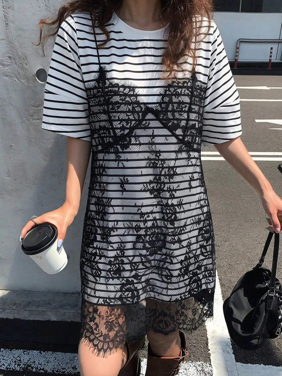 Women Midi Dresses - 黑白 - 查看 1