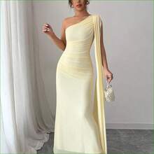 Vestido ajustado de color amarillo claro para mujer, elegante para primavera/verano - Rosa - Ver 7