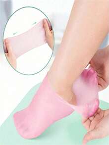 2 Pairs Silicone Moisturizing Socks - High Elastic Aloe Vera Soothing Anti-Slip Gel Heel, Nighttime Home Foot Care, Softening And Moisturizing, No Shoes Needed, Soft Texture, Women's Moisturizing Anti-Cracking Sole Socks, Suitable For Dry Heels - Foot Care - Multicolor - View 9