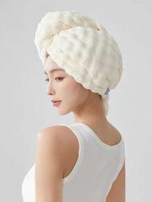 1pc Coral Fleece Thickened Absorbent Hair Drying Cap With Elastic Band, Minimalist Large Size Super Absorbent Hair Towel, Suitable For Long And Short Hair, Essential For Home Bath, Salon, Hotel, Sports, Women And Girls Quick Dry Hair Towel - Multicolor - View 13