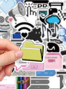 50pcs Retro Internet Meme Sticker Pack, Decorative For Phone Case, Keyboard, Tablet, Notebook, Laptop, Guitar, Helmet, Skateboard - Multicolor - View 3