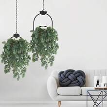 1pc Artificial Vine Plastic Ball-Shaped Leaf Bouquet Hanging Decoration Fake Leaves Autumn Decor Wedding Vase Home Restaurant Bedroom Decoration Holiday Birthday Party Accessories Outdoor Garden Decoration - Green - View 2
