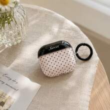Funda de auriculares creativa de moda semitransparente rosa con lunares negros + correa de anillo con bucle colgante compatible con 4ª generación, funda de auriculares linda Apple 2ª generación 3ª generación, nueva funda protectora colgante Airpodspro 3, funda de auriculares estilo coreano Pro 2, funda de auriculares para niñas, cubierta protectora - Negro - Ver 5