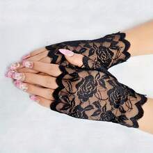 2pcs/Set Women's Lace Fingerless Gloves, Decorative Lace Gloves For Short Dance Performance, Fashionable Breathable, Daily Decorative Style - Multicolor - View 5